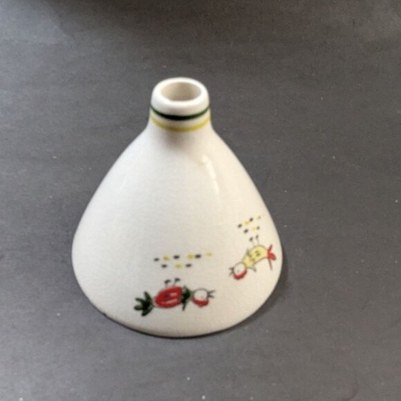 Vintage Hand-Painted Porcelain Funnel With Floral & Veggie Motifs 3.5” Tall Farm - Picture 3 of 9